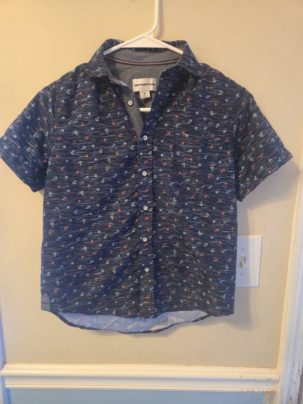 Short-Sleeve Navy Anchor Print Shirt - Distortion Boy's